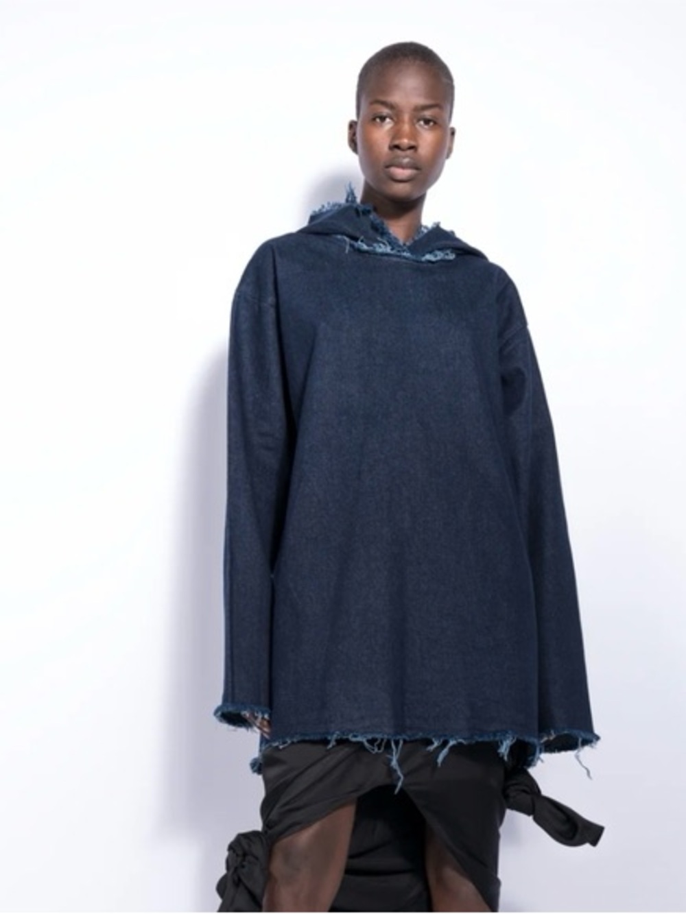 Marques Almeida Oversized Hooded Poncho Hoodie Pullover Jean Jacket Pockets - Picture 3 of 12